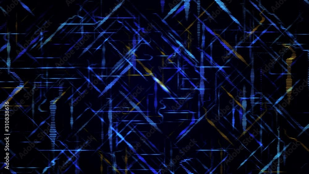 Poster laser neon colorful light rays glowing in seamless loop motion on black background. animation. abstr