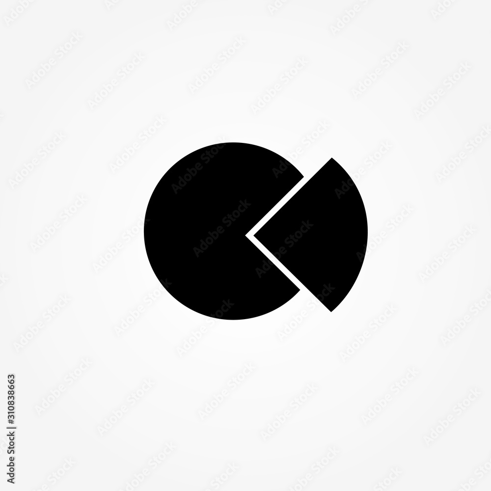 Aufkleber pie chart icon in trendy flat style isolated on white background. graph symbol for your web site des