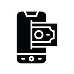 finance,  banking and money related bank note and mobile phone vector with solid style