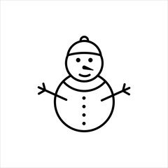 Christmas Snowman Icon. Snowman Custom Face Vector Icon. Clean and Simple Christmas Icon.