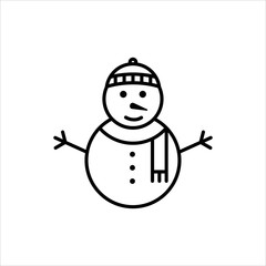 Christmas Snowman Icon. Snowman Custom Face Vector Icon. Clean and Simple Christmas Icon.