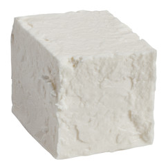 Feta, Greek cheese cubes, isolated on white background, clipping path, full depth of field
