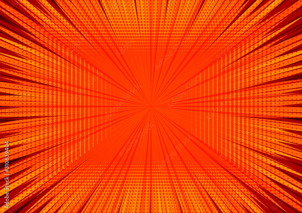 Poster abstract comic orange background for style pop art design. retro burst template backdrop. light rays