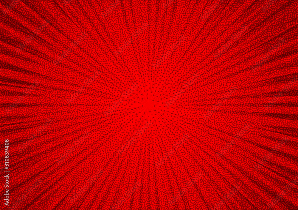Poster abstract comic red background for style pop art design. retro burst template backdrop. light rays ef