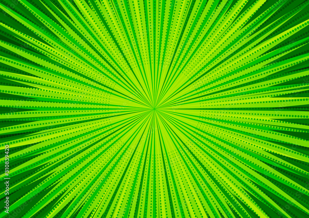 Poster abstract comic green background for style pop art design. retro burst template backdrop. light rays 