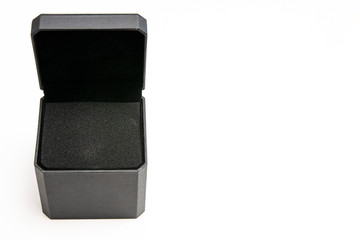 Open gift box in black on a light background. Space for text, copy space.