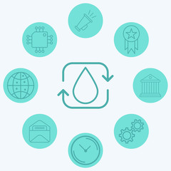Recycle water vector icon sign symbol