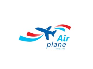 Airplane logo stripes blue, red color