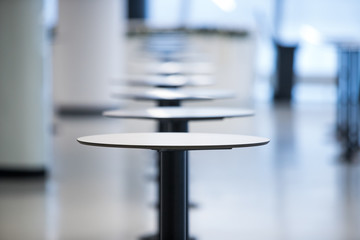 Blur or defocus food court in mall background with bokeh light