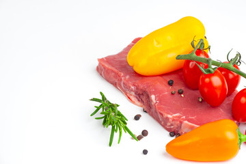  pepper and meat isolated on white
