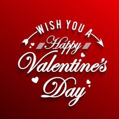 Valentines Day elegant hand text banner. Valentine greeting card template with calligraphy happy valentine`s day and heart on background. Vector illustration