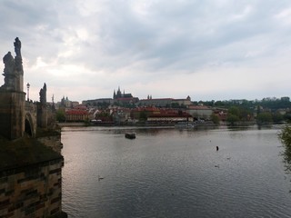Fototapeta premium Castle on the river, Panorama of the city - Prague, Czech