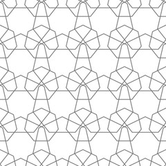 Monochrome heptagon abstract seamless vector pattern