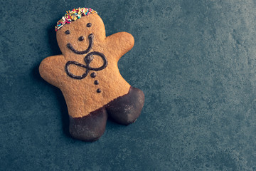 ginger bread man on a slate