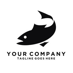 Fish logo design  fish and wave vector graphic flat design. isolated on white background.