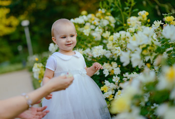 Smiling girl on the meadow looking right at camera. authentic image.