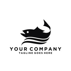 Fish logo design  fish and wave vector graphic flat design. isolated on white background.