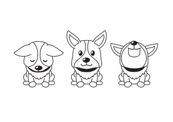 Naklejka premium Vector cartoon character cute corgi dog poses for design.