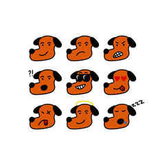 Obraz premium Cute funny dog set, dog in different emotional situations