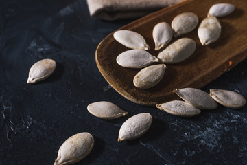  healthy pumpkin seeds  for baking and eating. Delicious vegetarian food. Many vitamins and substances.
