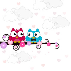 Fototapeta premium Creative of love valentines day concept. Love birds couple hug under love heart tree background. Vector illustration invitation card Valentine's day paper cut style. Valentines wallpaper. Banner. Post