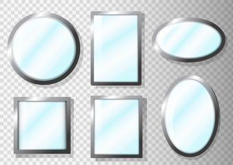 Vector realistic mirrors set