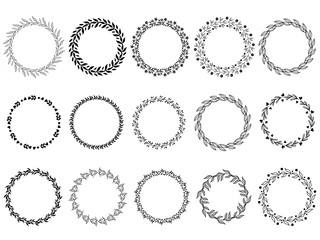 vector illustration of hand drawn wreaths
