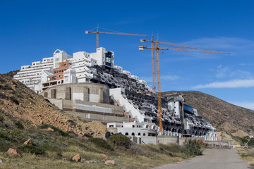 Hotel el Algarrobico, illegal construction on the coast of Carboneras, Almeria, Andalucia, Spain