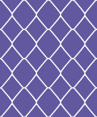 Cute festive seamless pattern with purple rhombus and white dots. Symmetric ornament for wrapping paper, packet, poster, card, banner. Vector illustration