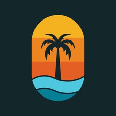 Simple logo badge beach design illustration