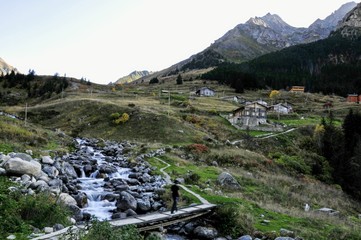 river in the mountains. Elevit plateau in camlihemsin, rize, turkey 