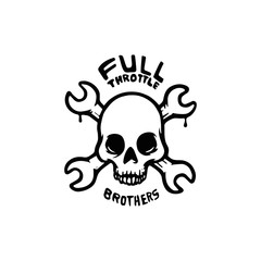 Vector illustration of skull with crossing wrenches