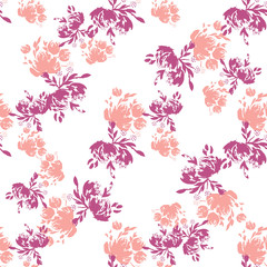 Flower scribble pattern. Romantic artistic textile vector print surface design background