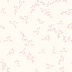 Fototapeta na wymiar A vintage seamless vector plants pattern in pastel pink colors. Romantic feminine surface print design. Great for wedding cards, invitations, and wrapping paper.
