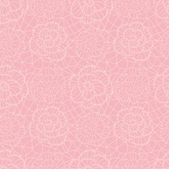 A seamless vector pattern with lacy flowers on pink. Vintege surae print design.