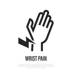 Obraz premium Wrist pain thin line icon. Body ache. Vector illustration.