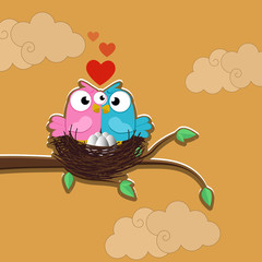 Naklejka premium Creative of love valentines day concept. Love birds couple background. Vector illustration invitation card Valentine's day paper cut style. Valentines wallpaper. Banner. Post