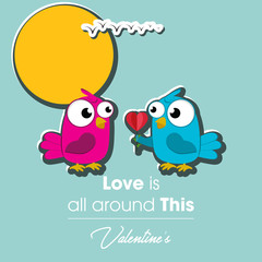 Creative of love valentines day concept. Love birds couple  background. Vector illustration invitation card Valentine's day paper cut style. Valentines wallpaper. Banner. Post