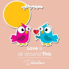 Creative of love valentines day concept. Love birds couple  background. Vector illustration invitation card Valentine's day paper cut style. Valentines wallpaper. Banner. Post