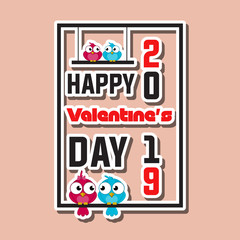 Creative of love valentines day concept. Love birds couple  background. Vector illustration invitation card Valentine's day paper cut style. Valentines wallpaper. Banner. Post