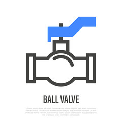 Ball valve thin line icon. Plumbing equipment. Vector illustration.