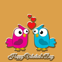 Creative of love valentines day concept. Love birds couple  background. Vector illustration invitation card Valentine's day paper cut style. Valentines wallpaper. Banner. Post