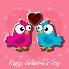 Fototapeta premium Creative of love valentines day concept. Love birds couple background. Vector illustration invitation card Valentine's day paper cut style. Valentines wallpaper. Banner. Post