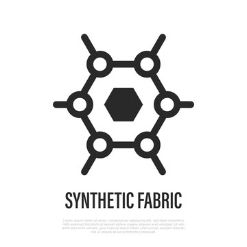 Synthetic fabric thin line icon, sign of material. Vector illustration of fabric feature.