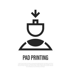 Pad printing thin line icon. Vector illustration of tampography.