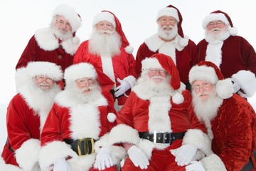 Happy Senior Men In Santa Claus Outfit