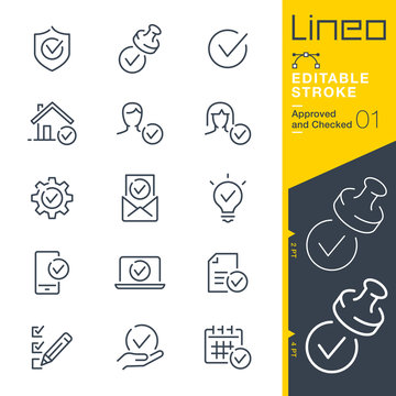 Lineo Editable Stroke - Approved and Checked outline icons