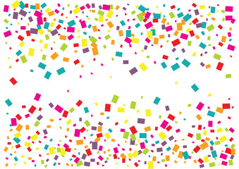 Festive colorful rectangle confetti background. Rectangle vector texture for holidays, postcards, posters, websites, carnivals, birthday and children's parties. Cover mock-up.