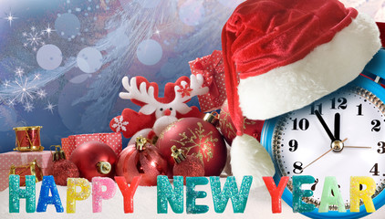 Image of beautiful festive designer christmas decorations.Merry Christmas and Happy New Year Greeting Card