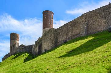 Ruins of the medieval royal castle in Chęciny, Swietokrzyskie Voivodeship, Poland.